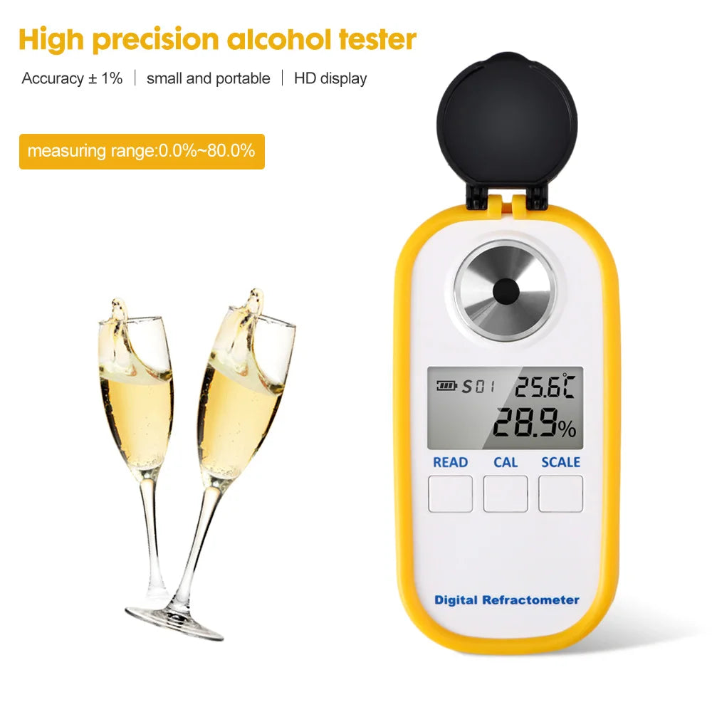 Digital Alcohol Refractometer Range 0-80% Spirit Meter LCD Display for Spirit Alcohol 0-50% Beer Grape Wine Refracto Meter