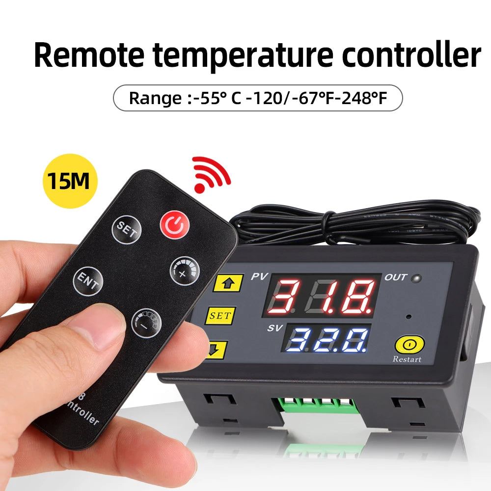 DC 12V Digital Temperature Controller with Remote Control NTC Sensor Thermostat Regulator for Refrigerator Indoor Freezer