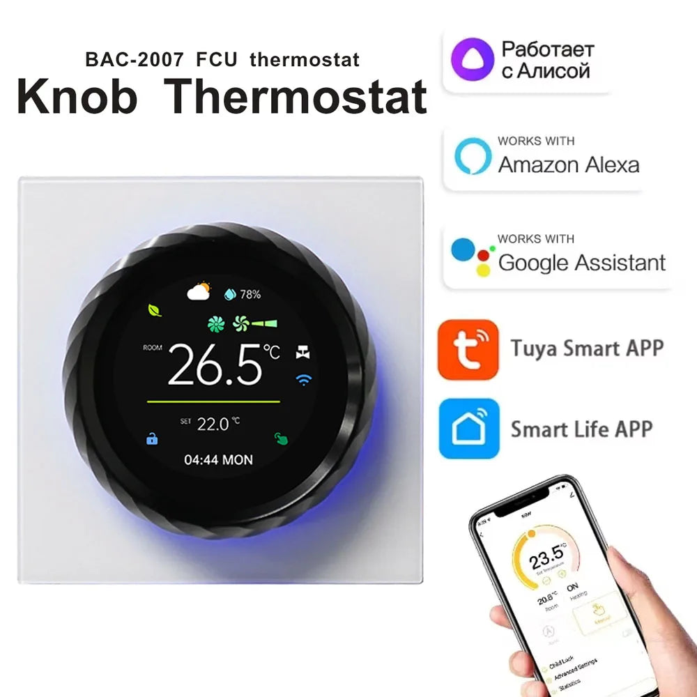 Tuya Smart Life WiFi Smart Knob Thermostat BAC-2007 Air-conditioner Temperature Controller for Air Conditioning Heating Cooling